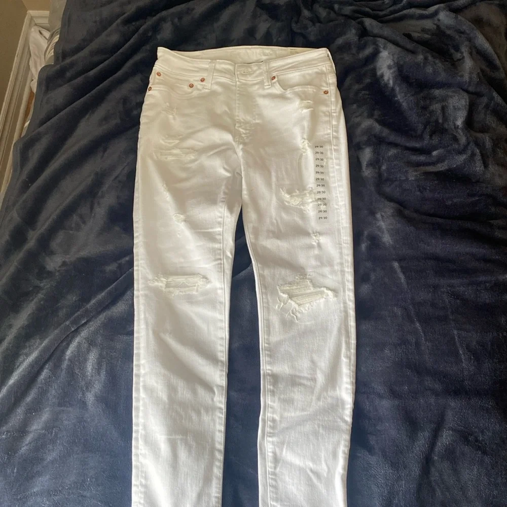 WHITE RIPPED JEANS SMALL 29X30 - Picture 2 of 6
